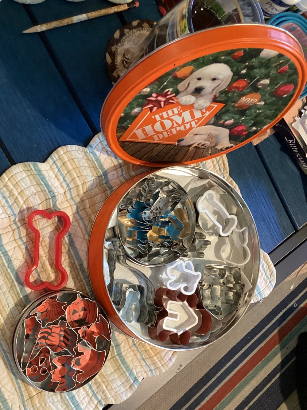The Home Depot Orange Cookie Cutter Tin Set - Assorted Metal & Plastic Shapes